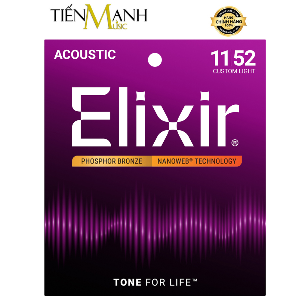 Dây Đàn Guitar Acoustic Elixir 16027 (Phosphor Bronze - Phủ lớp Nanoweb)
